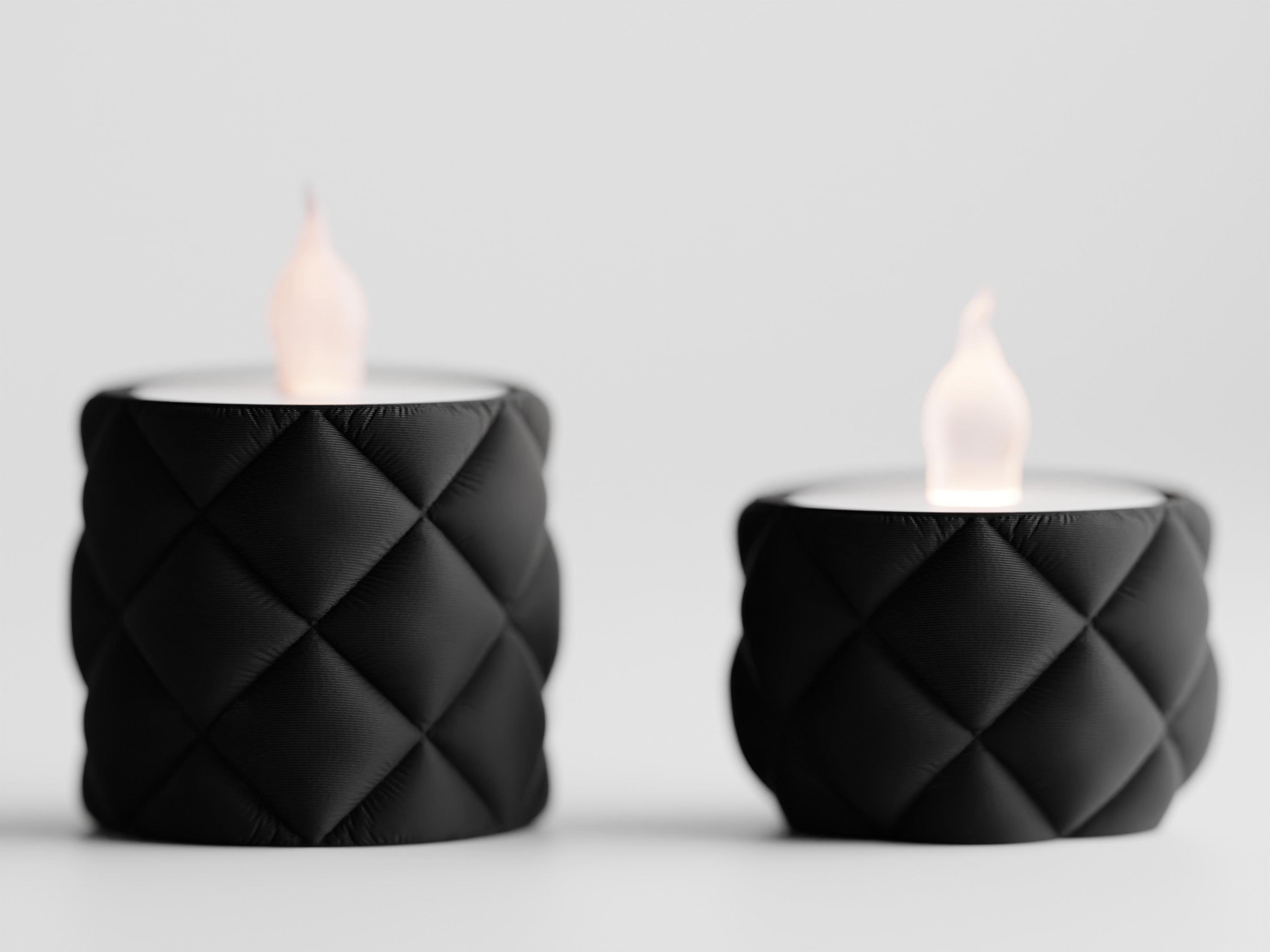 Glow Duo – Teelichthalter im Steppdesign (auch als Set erhältlich) inklusive LED-Teelicht