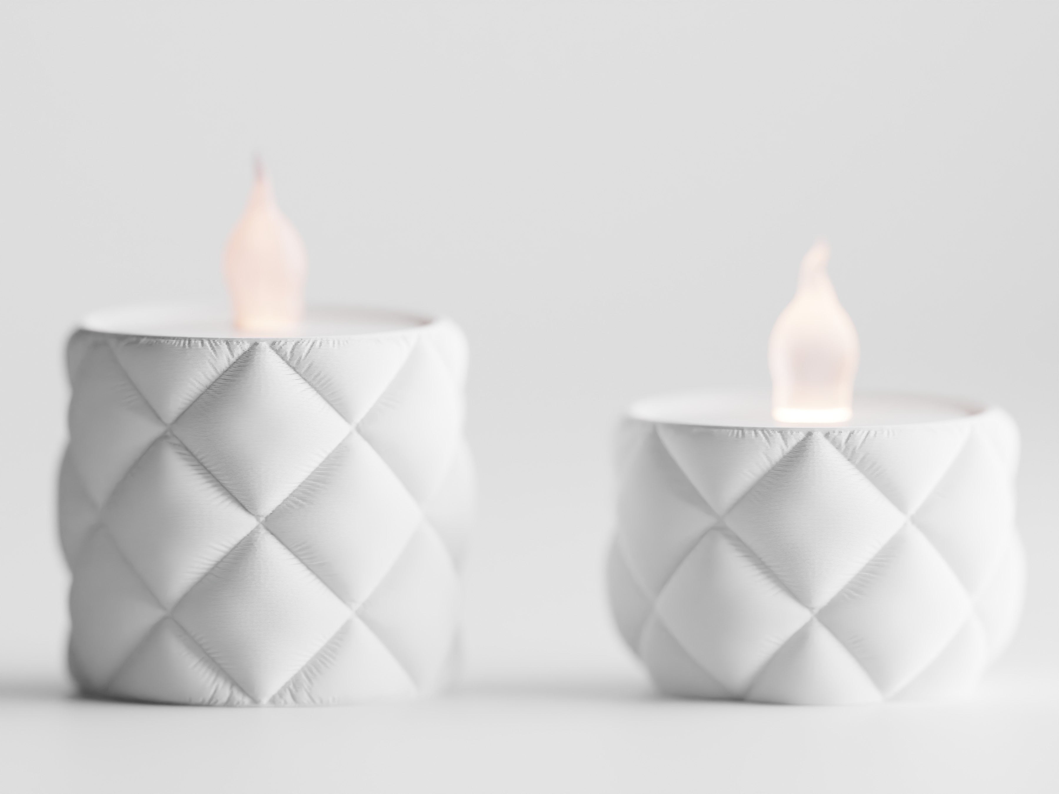 Glow Duo – Teelichthalter im Steppdesign (auch als Set erhältlich) inklusive LED-Teelicht