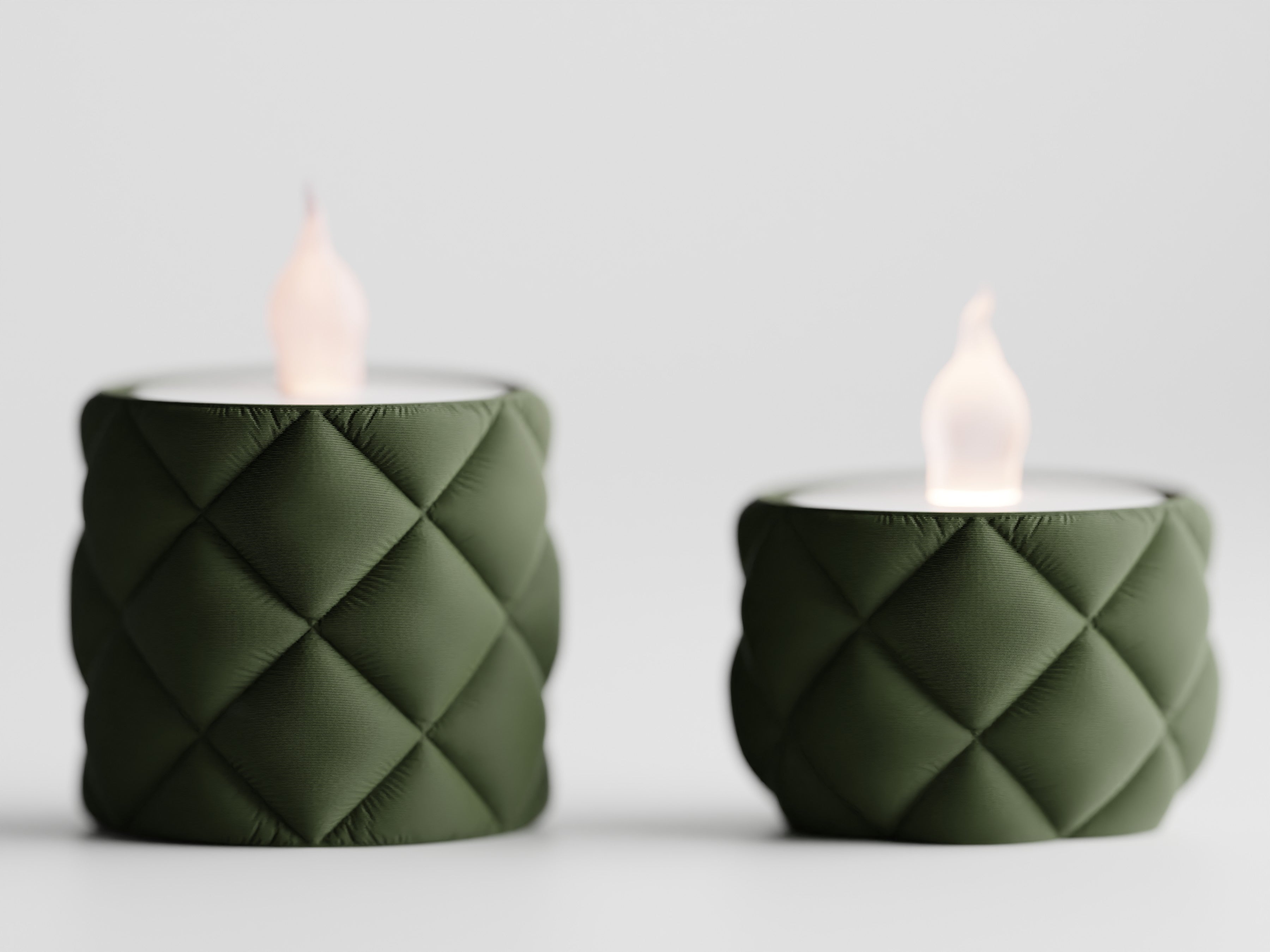 Glow Duo – Teelichthalter im Steppdesign (auch als Set erhältlich) inklusive LED-Teelicht