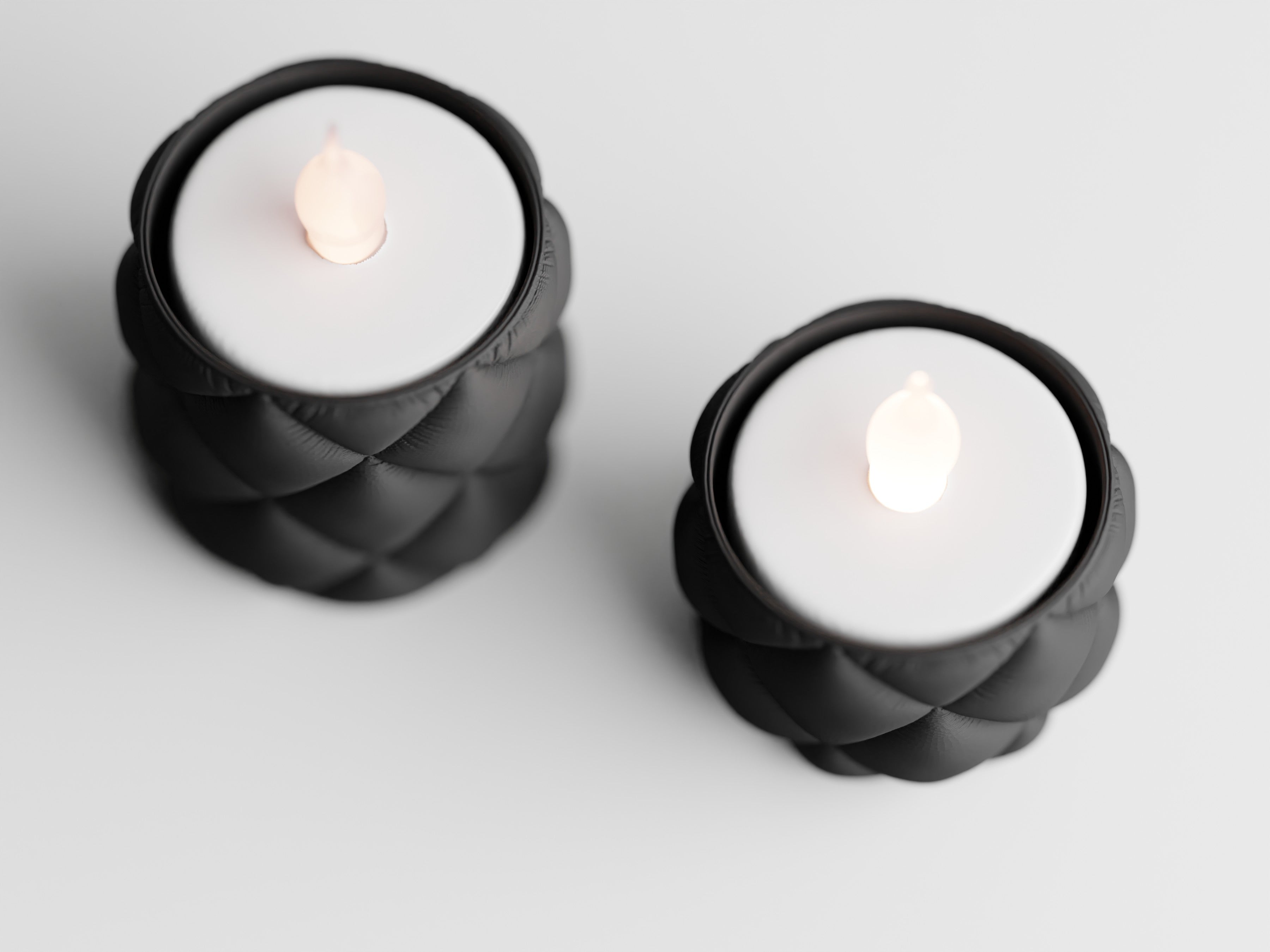 Glow Duo – Teelichthalter im Steppdesign (auch als Set erhältlich) inklusive LED-Teelicht