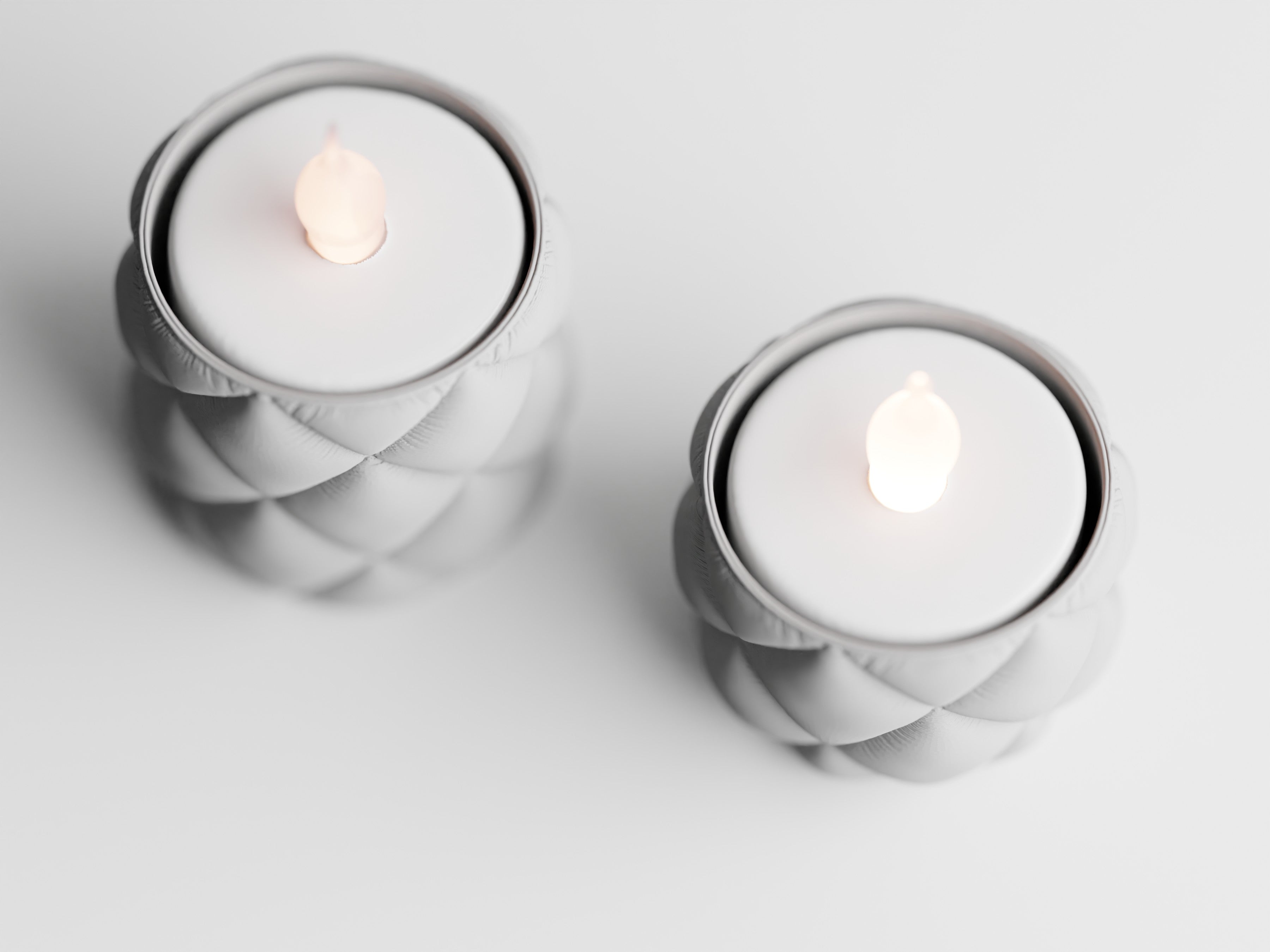 Glow Duo – Teelichthalter im Steppdesign (auch als Set erhältlich) inklusive LED-Teelicht