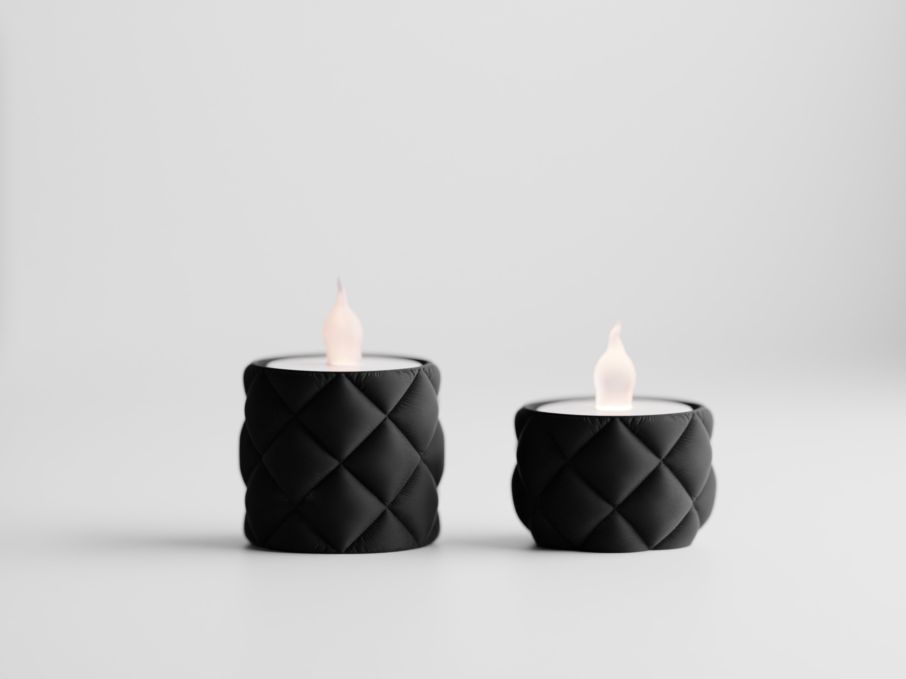 Glow Duo – Teelichthalter im Steppdesign (auch als Set erhältlich) inklusive LED-Teelicht