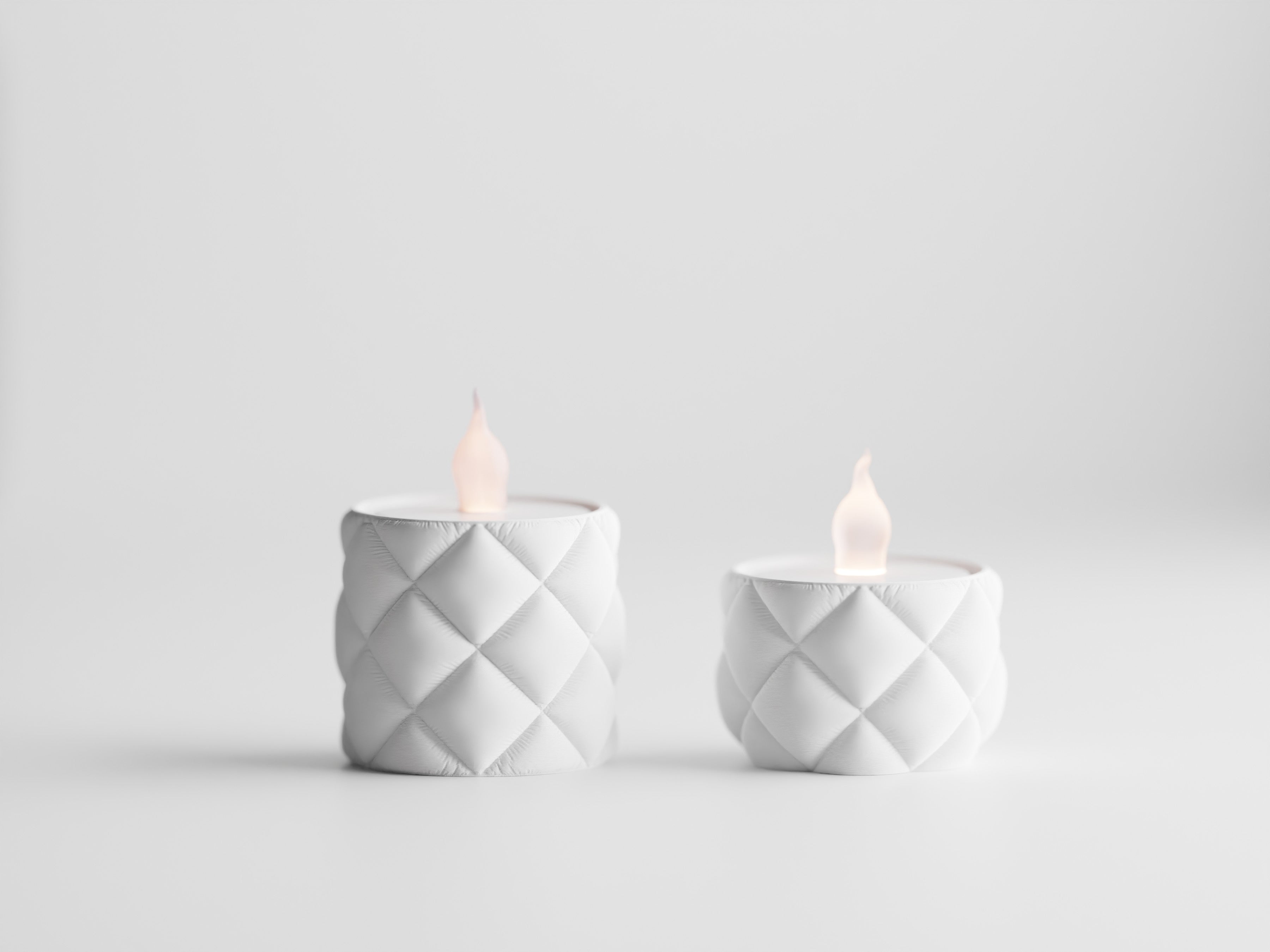 Glow Duo – Teelichthalter im Steppdesign (auch als Set erhältlich) inklusive LED-Teelicht
