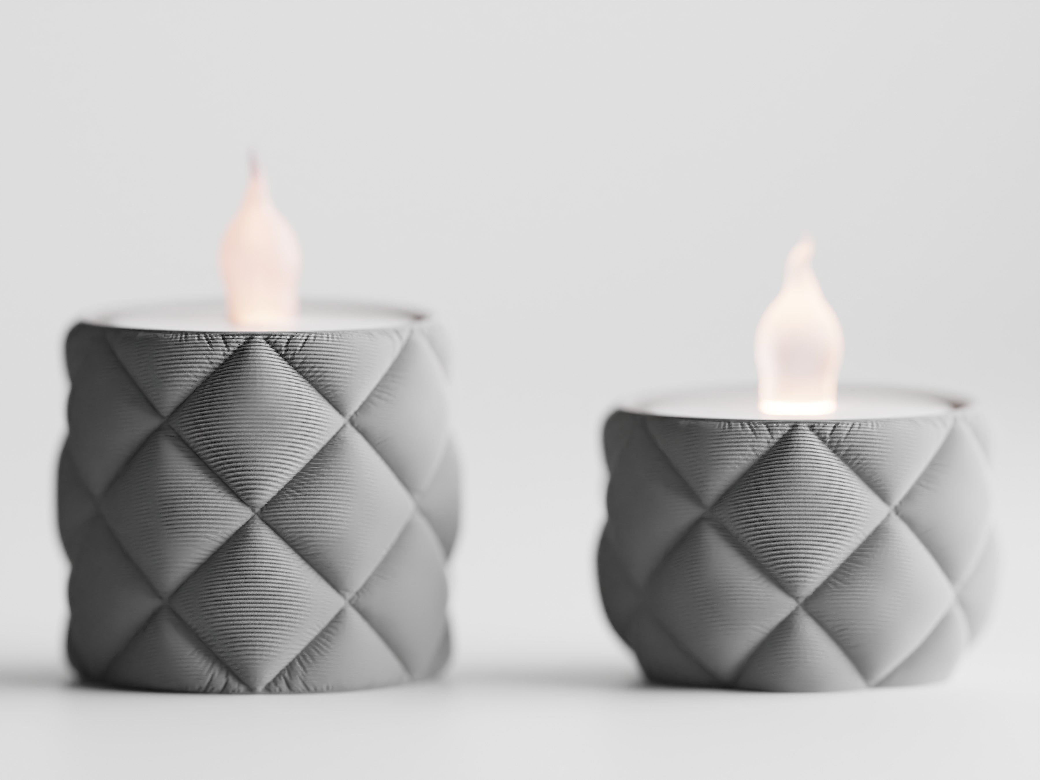 Glow Duo – Teelichthalter im Steppdesign (auch als Set erhältlich) inklusive LED-Teelicht