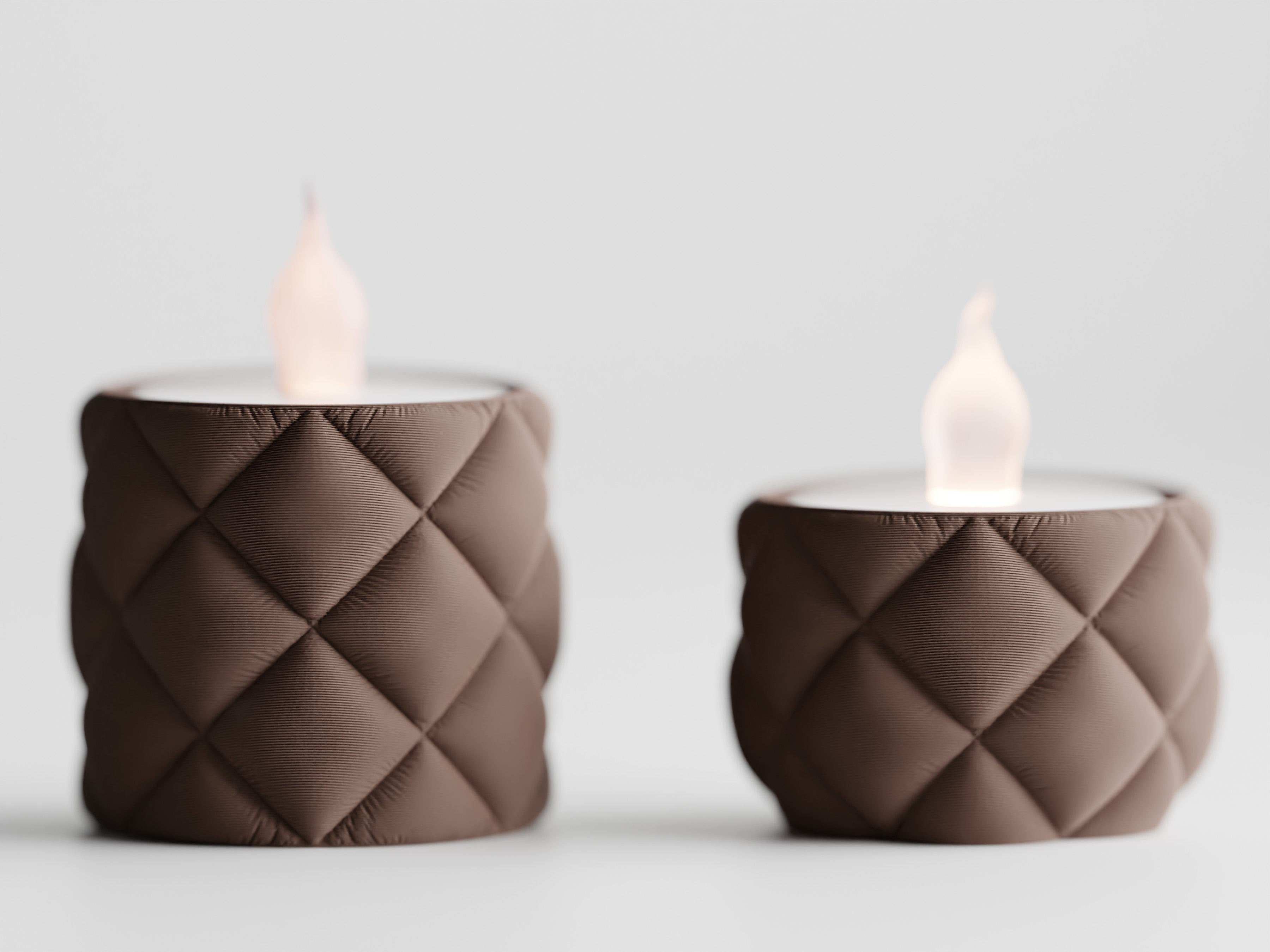 Glow Duo – Teelichthalter im Steppdesign (auch als Set erhältlich) inklusive LED-Teelicht